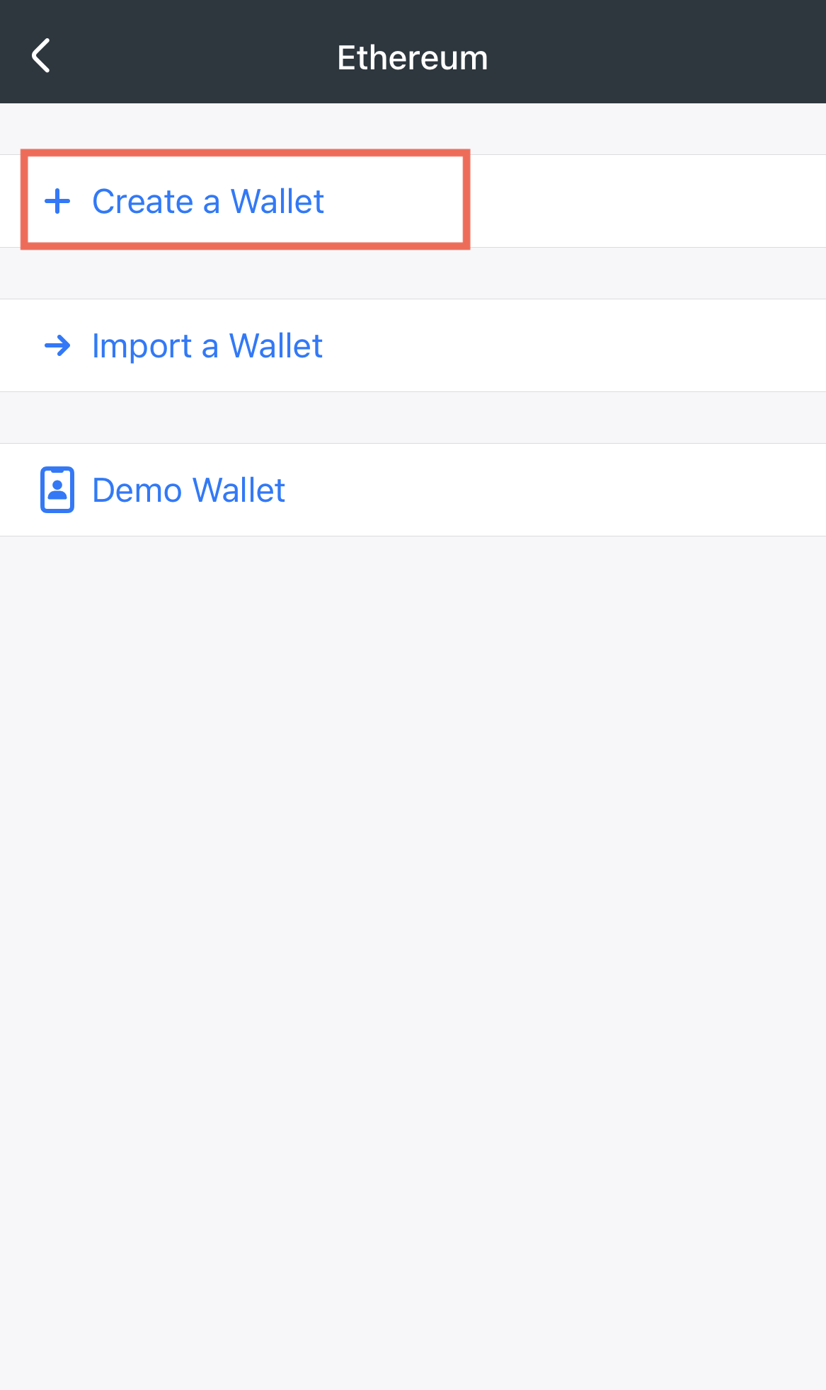 Click Create a Wallet
