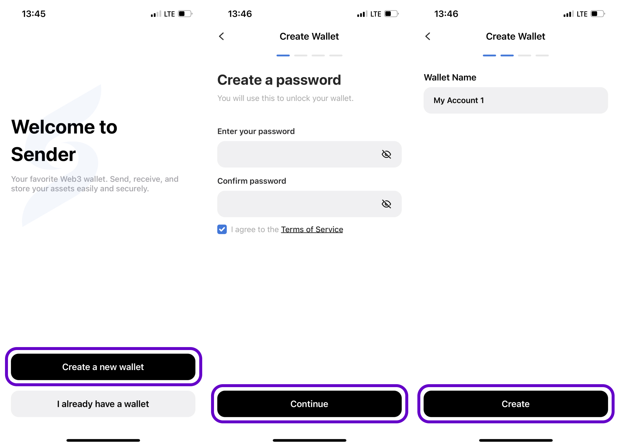 2 - Sender - Create Wallet