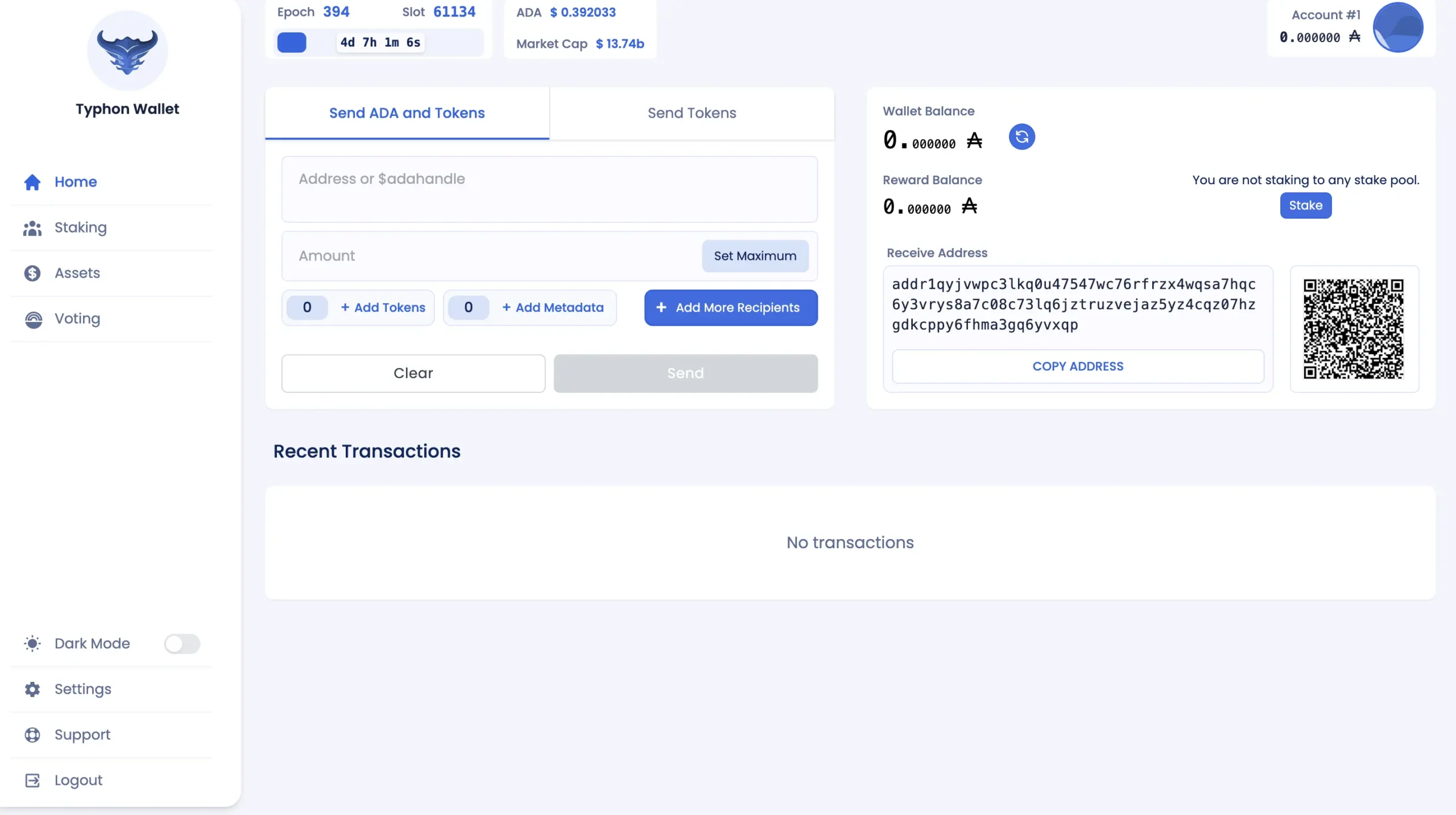 Typhon wallet dashboard