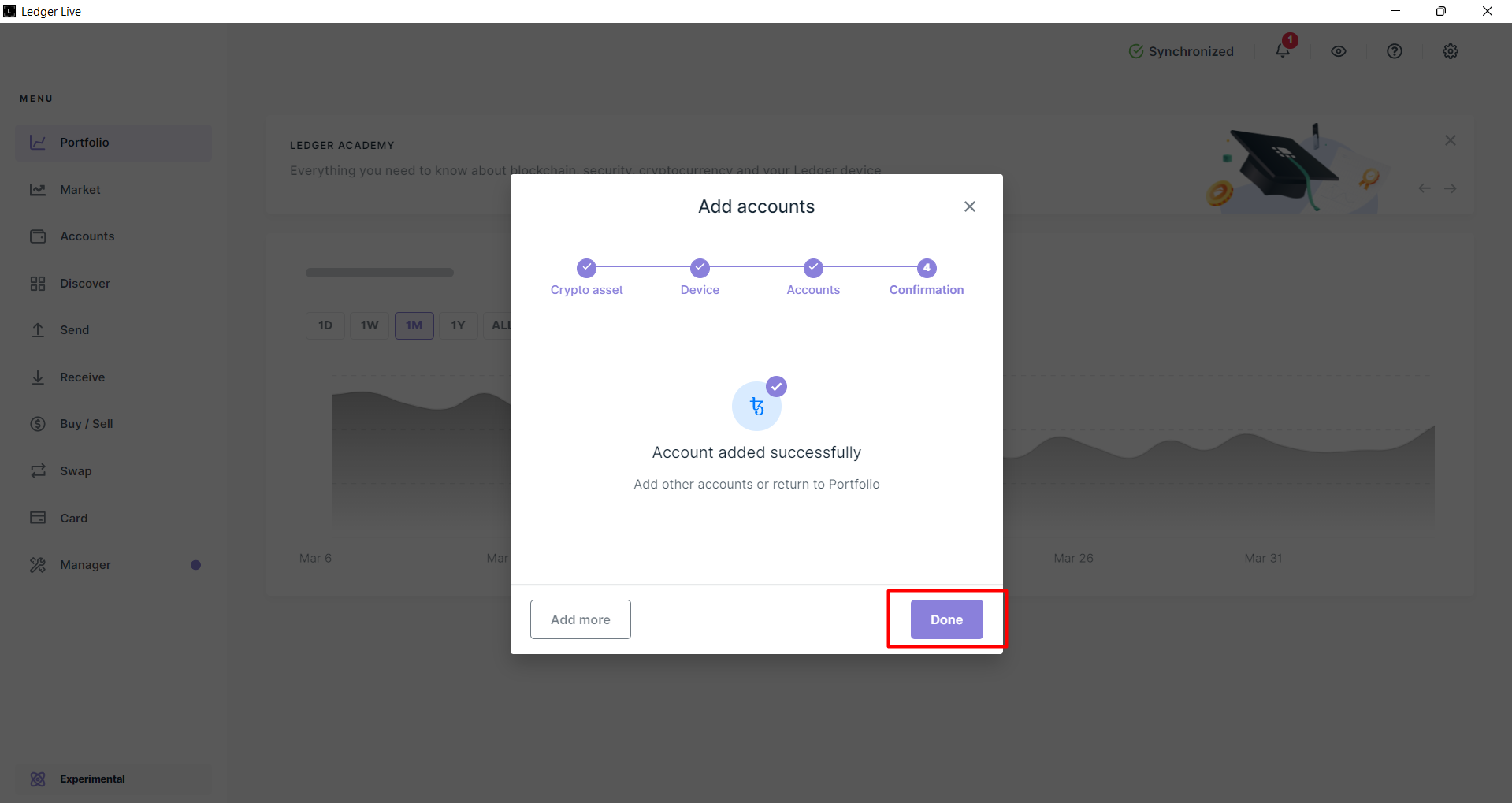 13_tezos_ledger_account_added_successfully