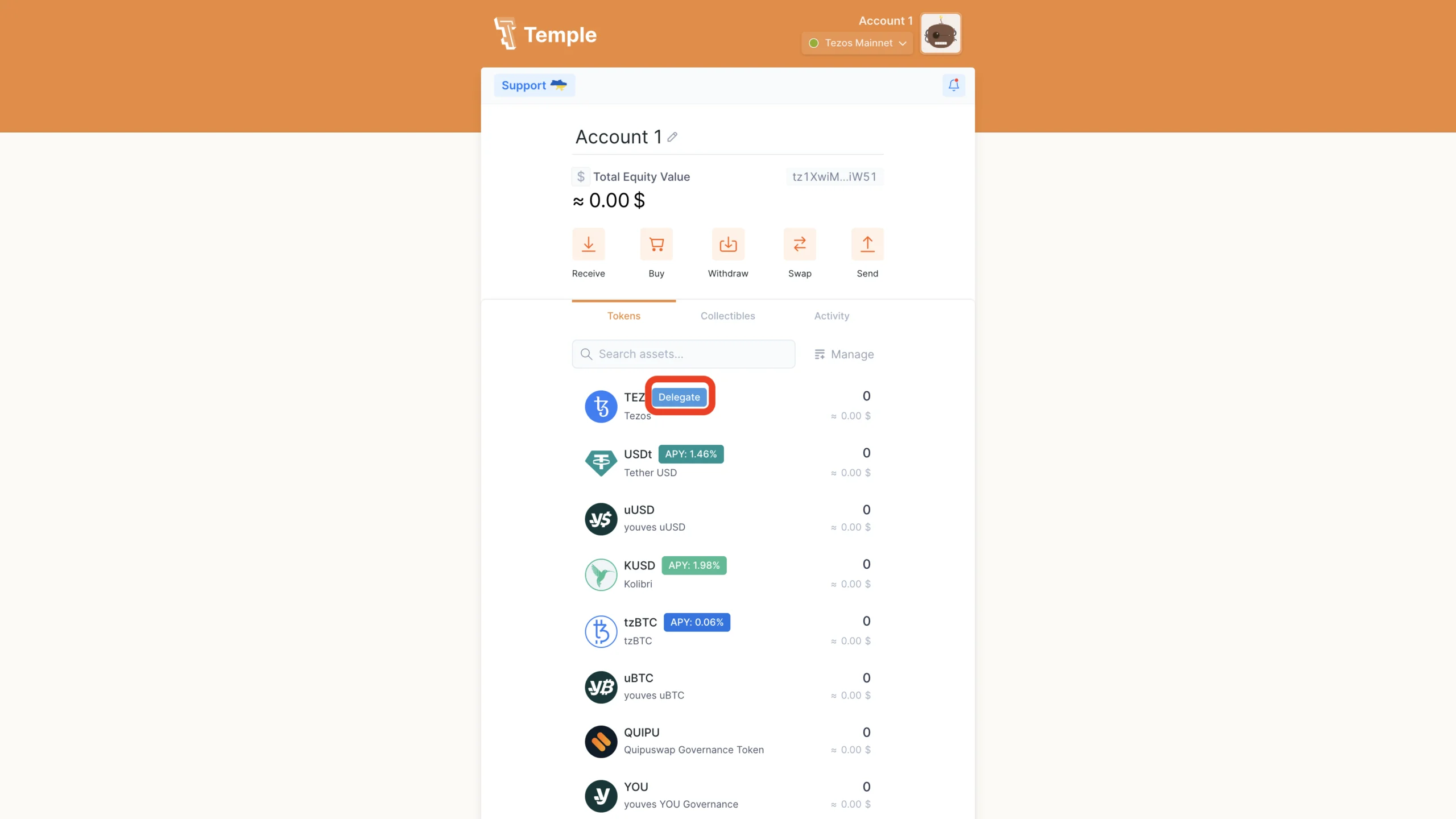 Delegate tab menu