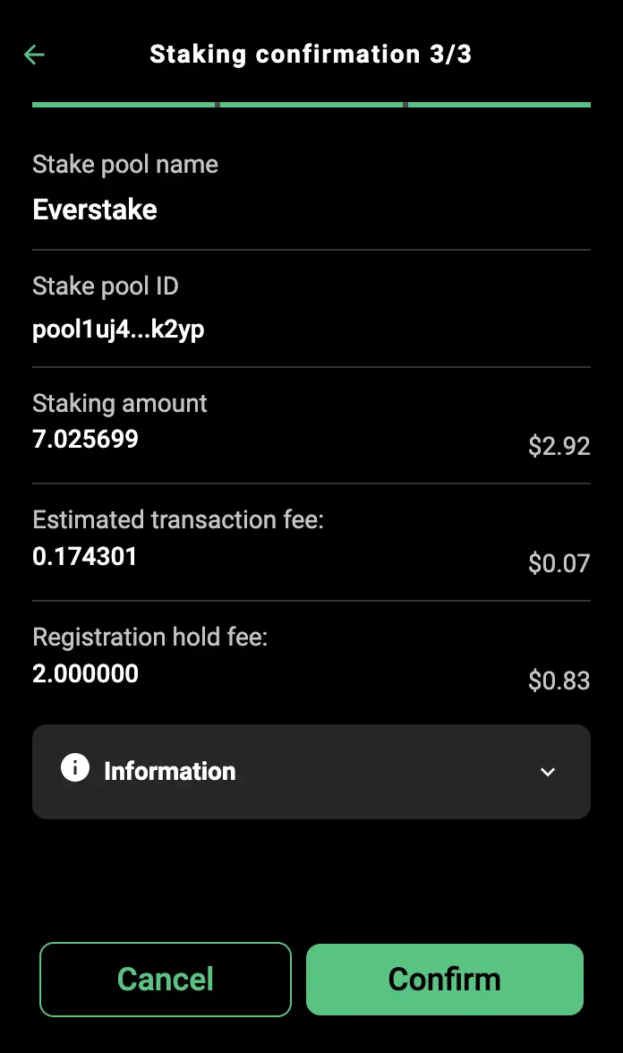 Gero Wallet Confirm Delegation