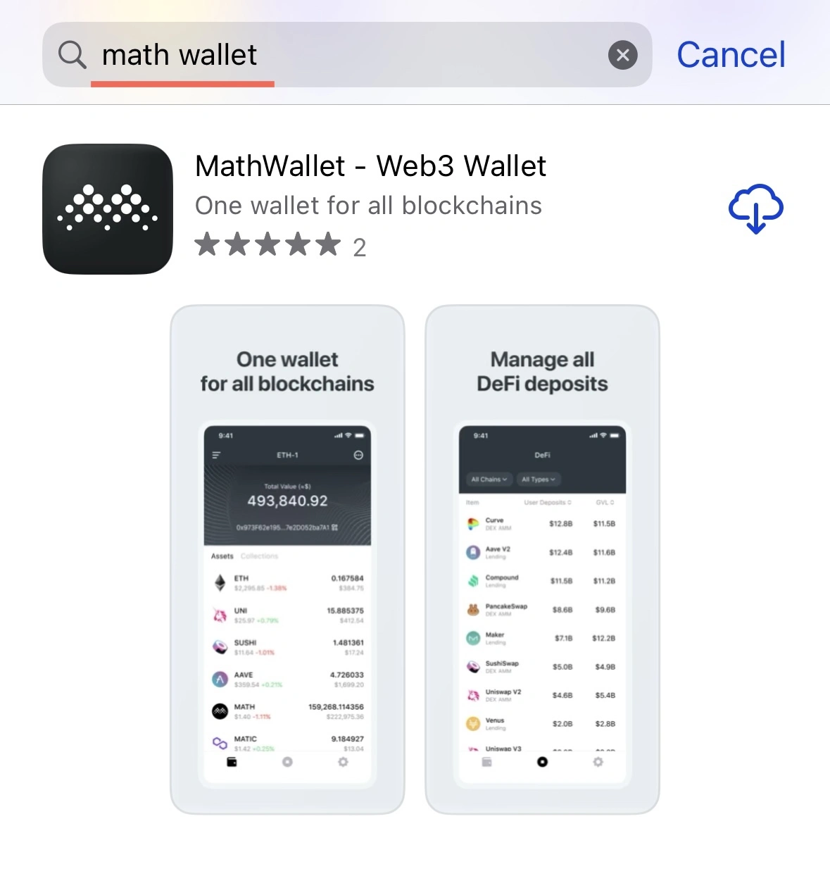 Search MathWallet in the App Store/Google Play