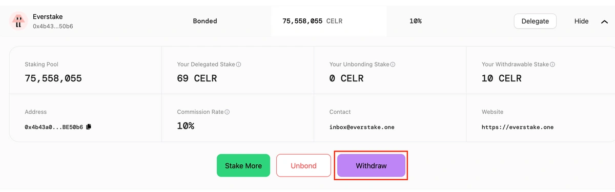 Withdraw your tokens