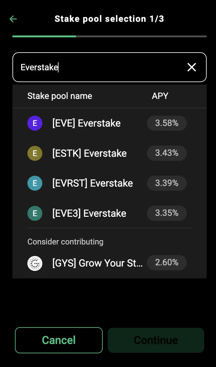 Gero Wallet Choose SPO