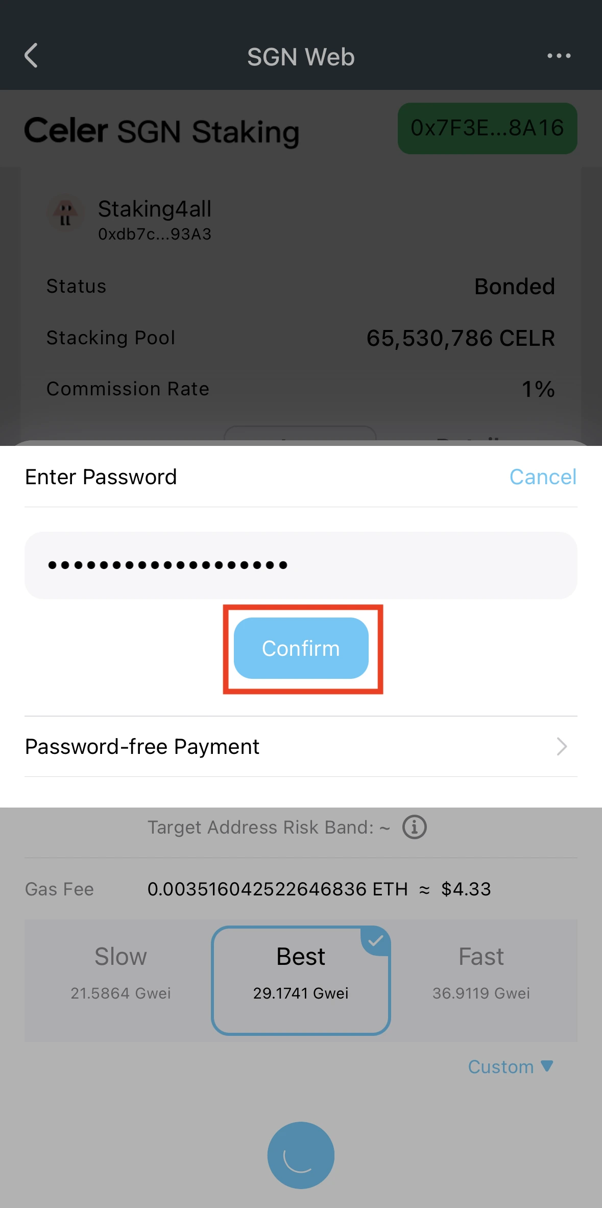 Enter the password 