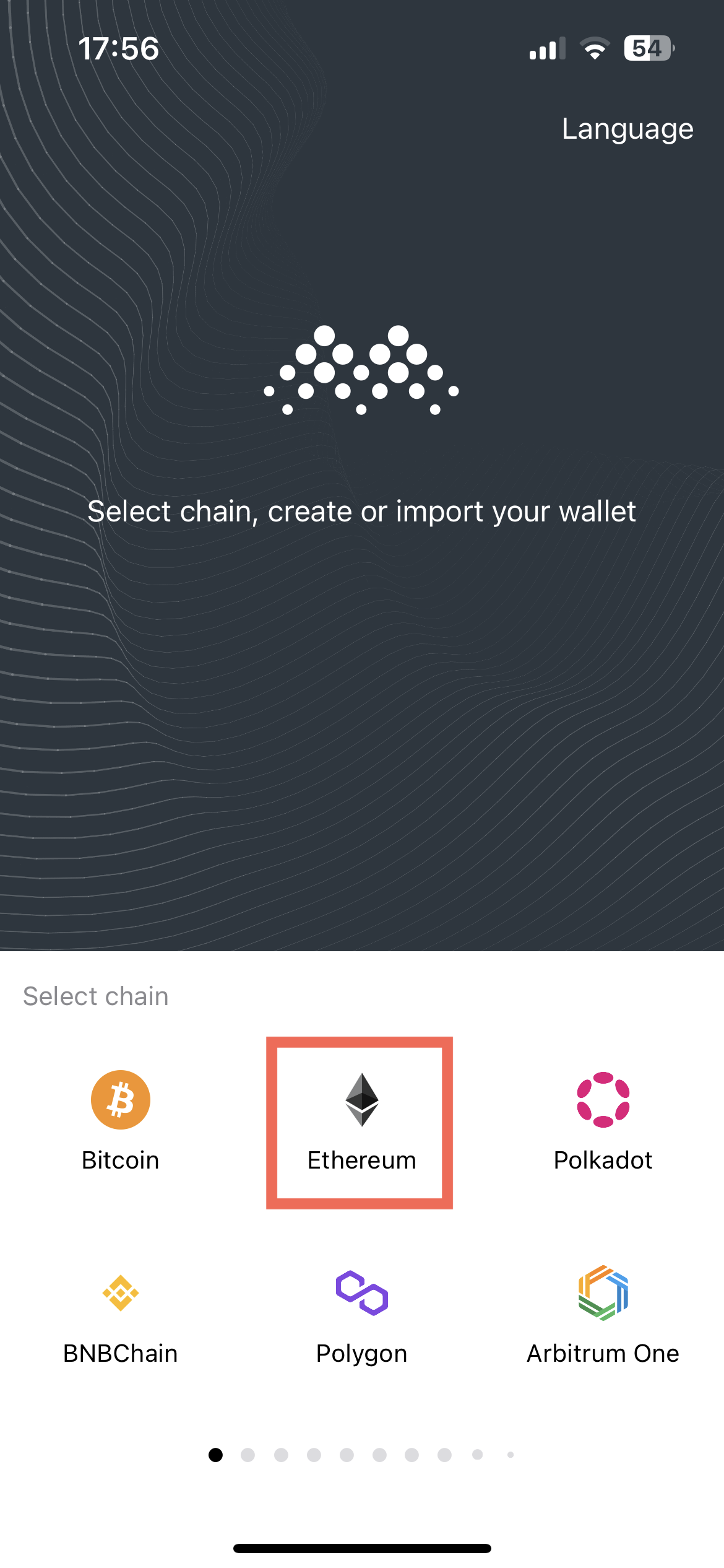 Select the Ethereum chain