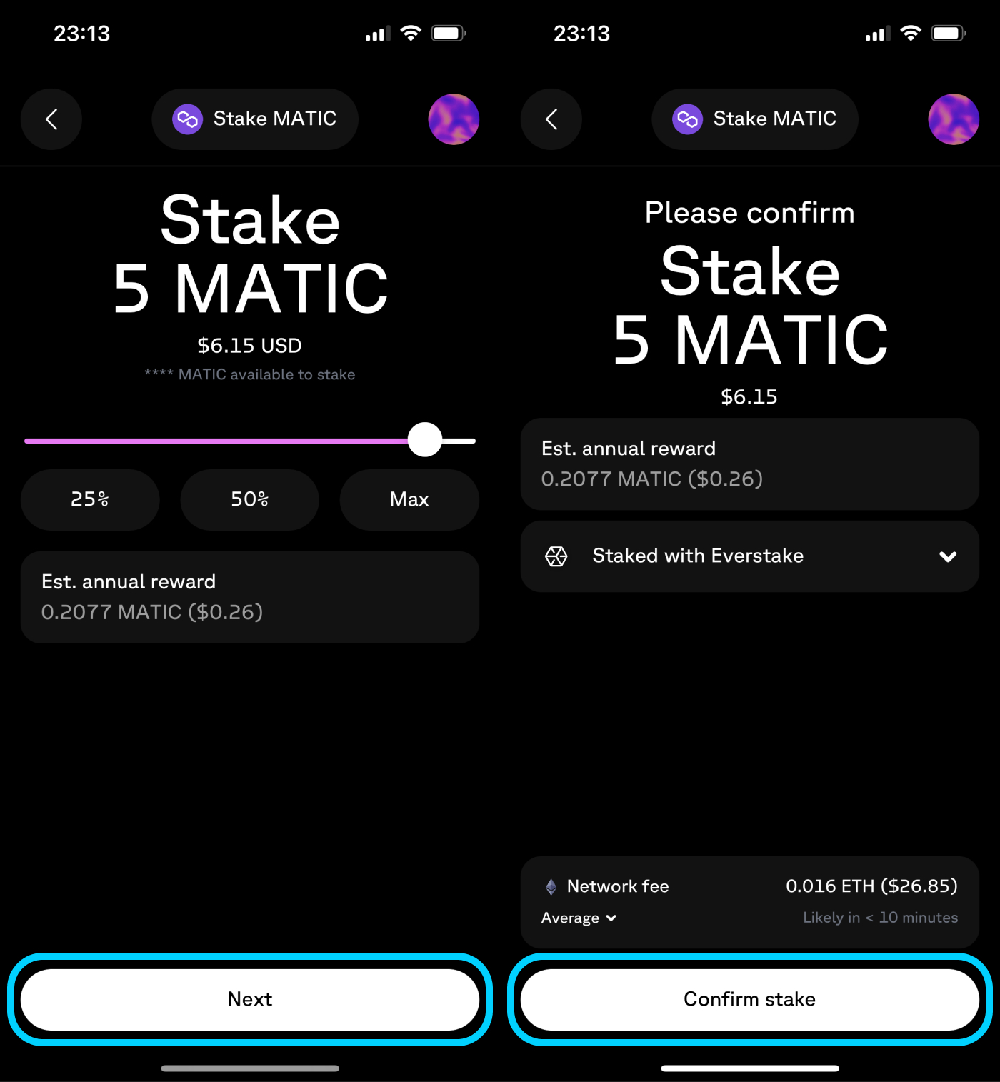 7 - Omni App - Stake Amount