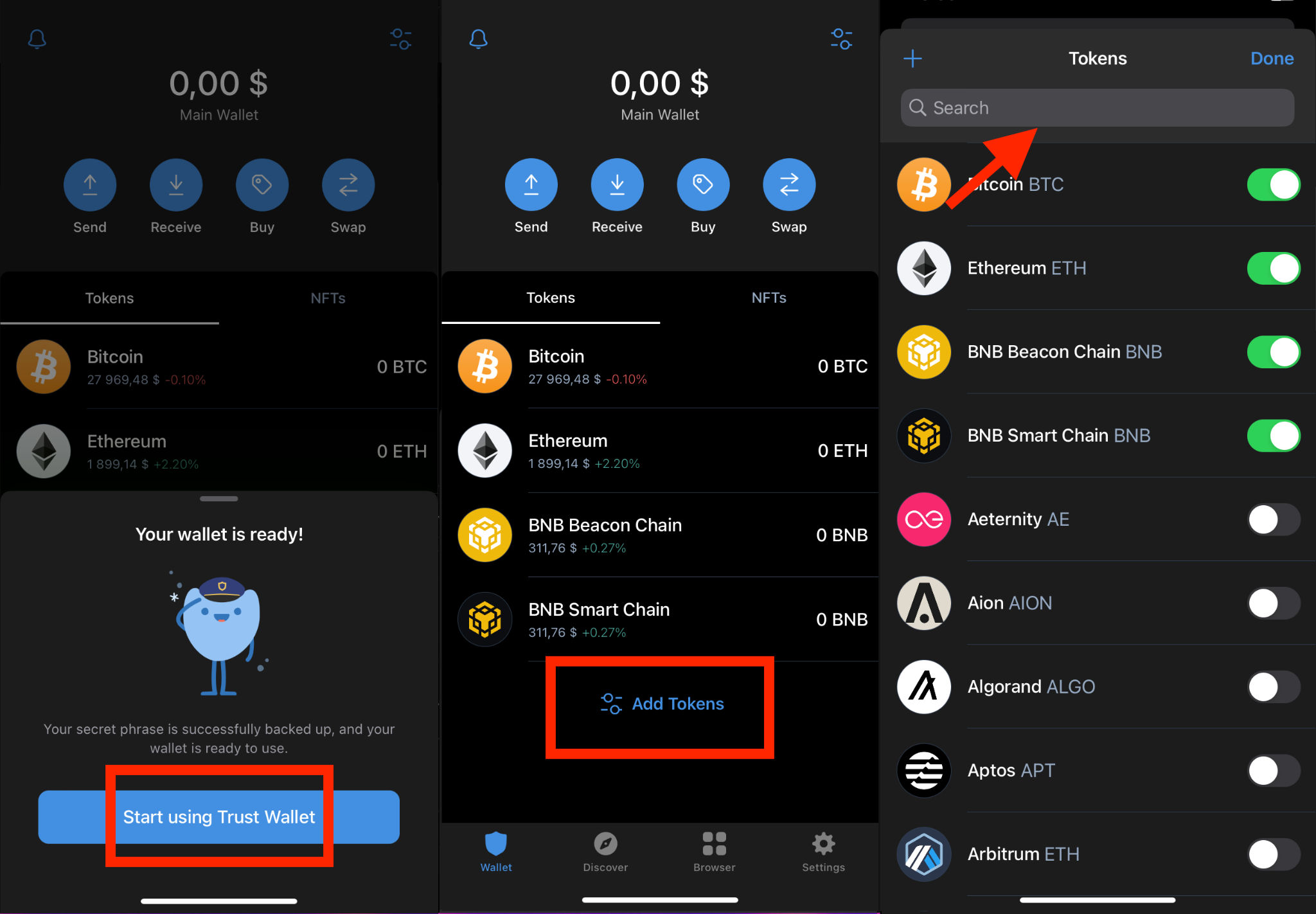 Trust Wallet, adding XTZ token to the list 