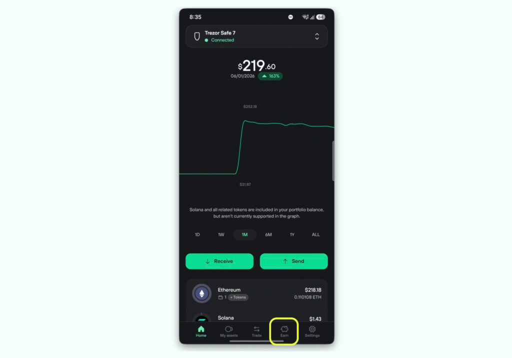 stake eth trezor mobile