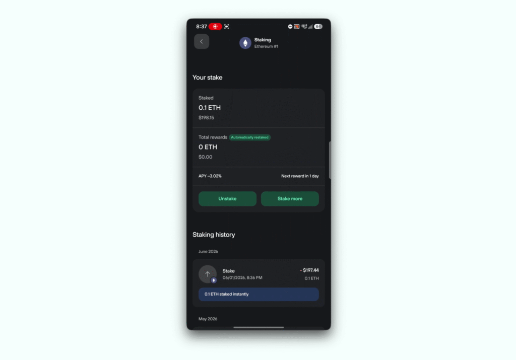 stake eth trezor mobile