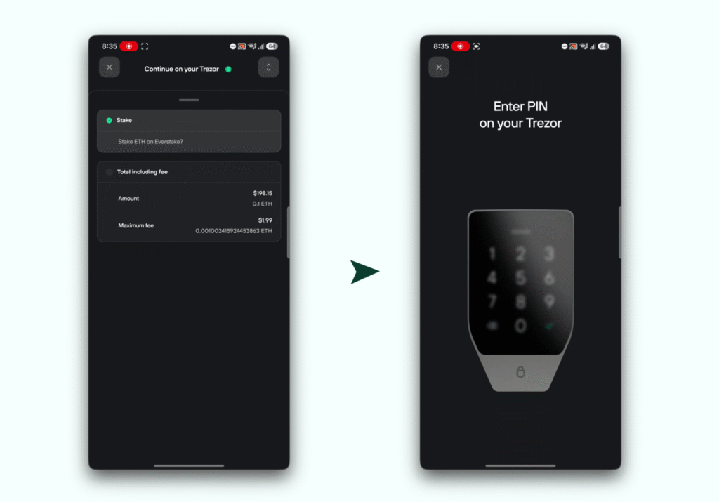 stake eth trezor mobile