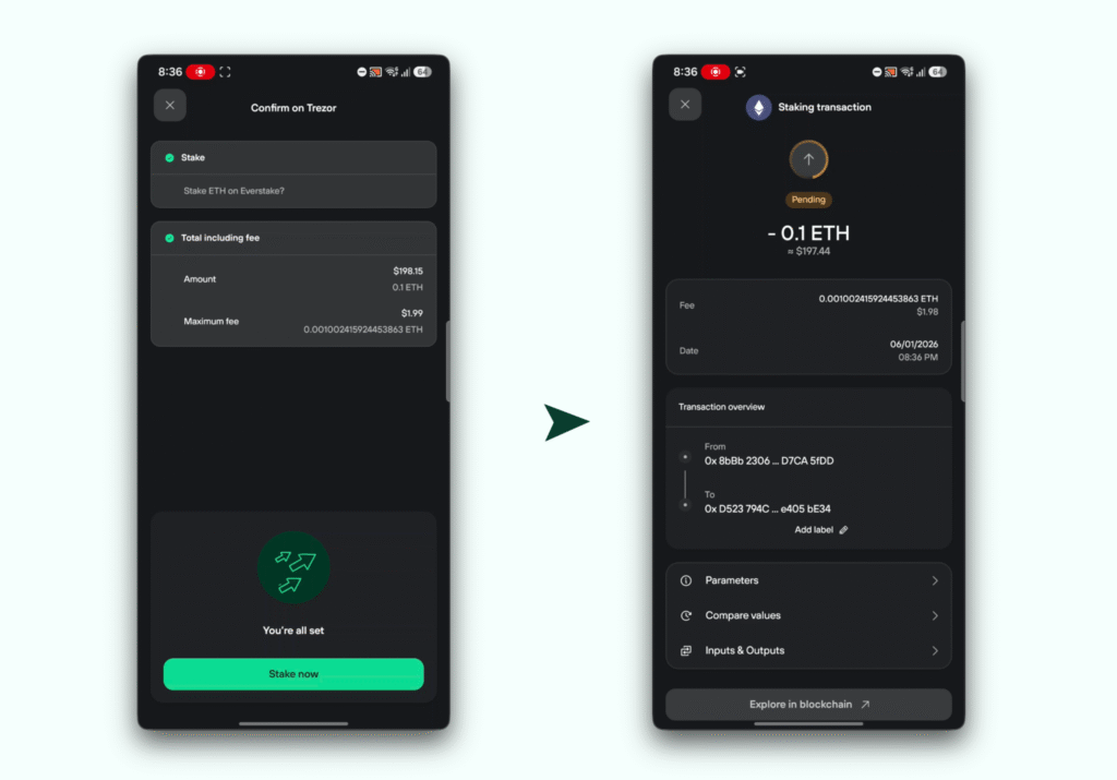 stake eth trezor mobile
